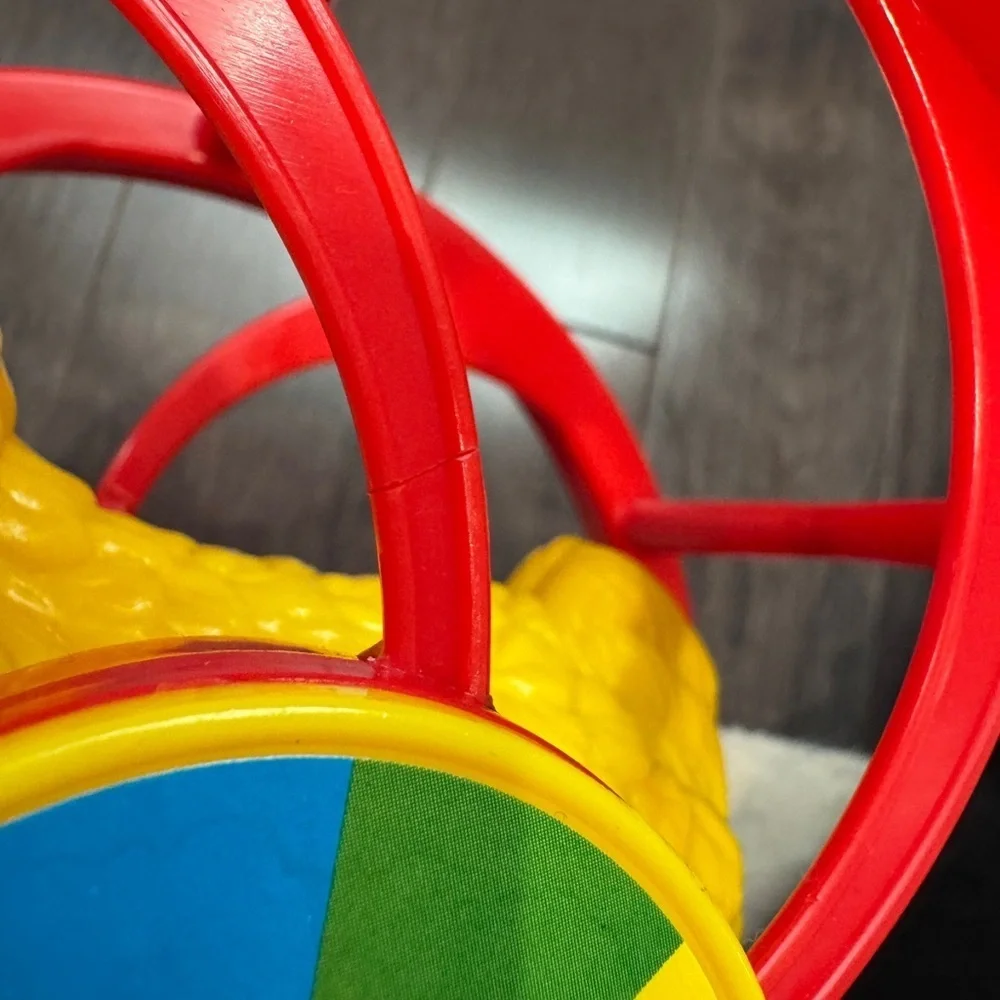 VINTAGE Sesame Street Red and Yellow Big Bird Roller Wheel Kids Toy Baby Toddler